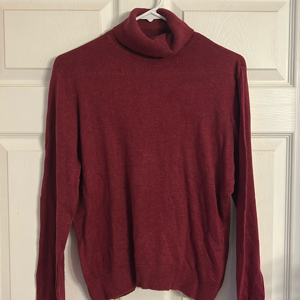 August Silk burgundy turtleneck sweater